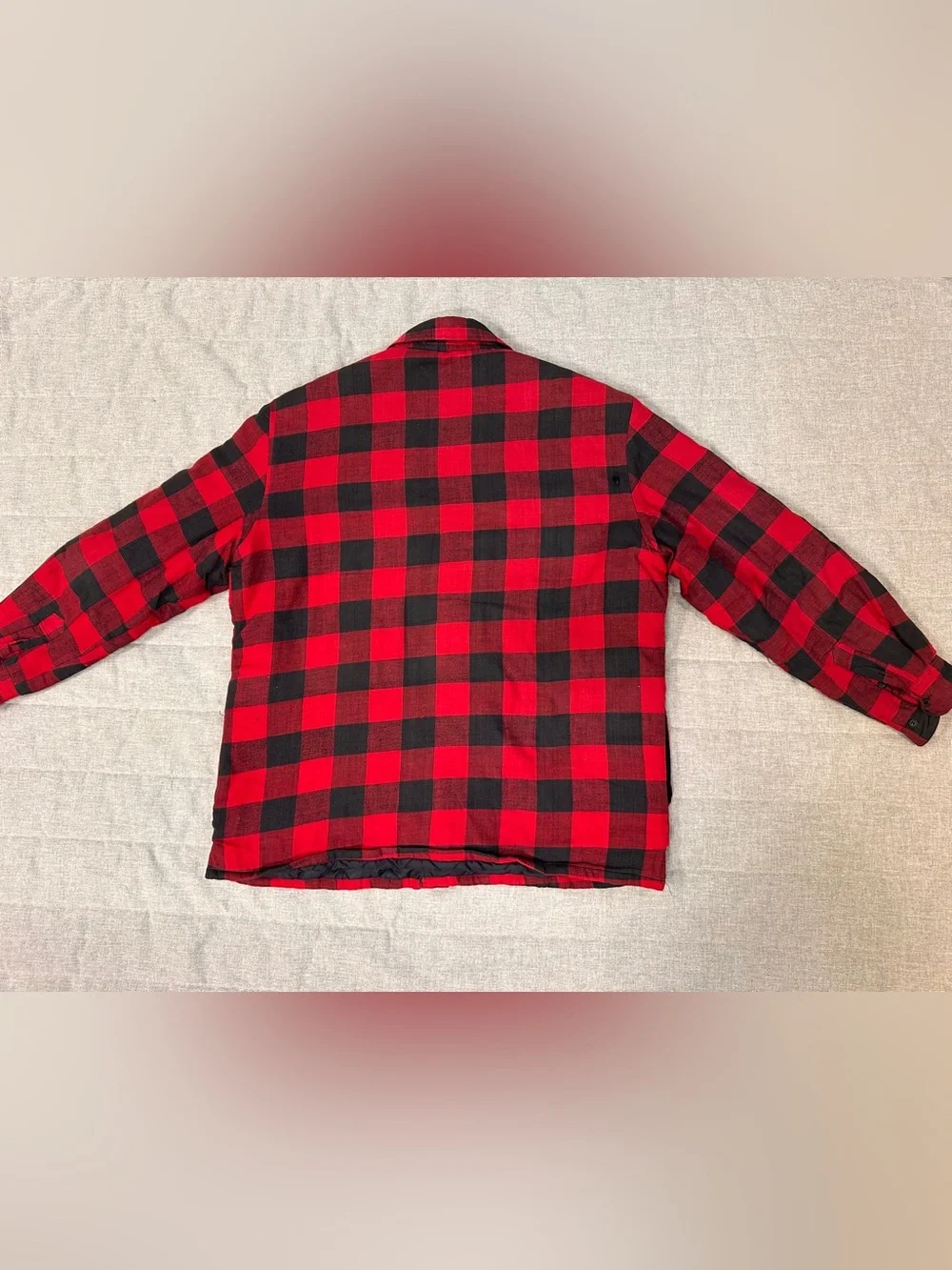 VTG Hugo Valentino Mens Shirt Flannel Jacket Quilted Lining Buffalo Plaid XL